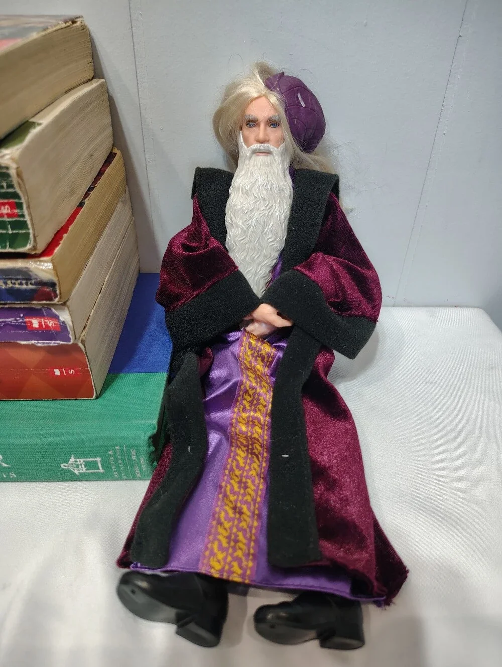 Vtg Harry Potter Lot Dumbledore Doll, Chamber of Secrets VHS & 6 Book Bundle